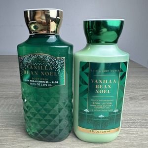 Bath and Body Works VANILLA BEAN NOEL Body Lotion 8 fl oz & Body Wash 10 fl oz